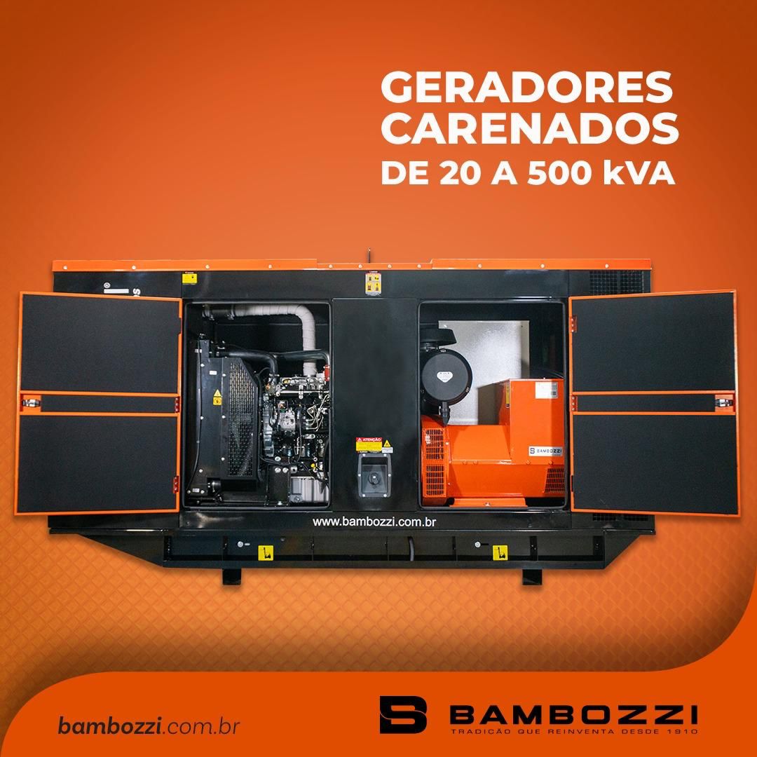 Gerador Bambozzi BA160-R Cabinado Trifásico ATS Integrado - Imagem 2